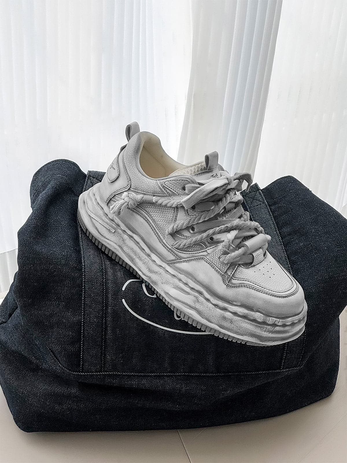 Deconstructed Distressed Chunky Street Sneakers