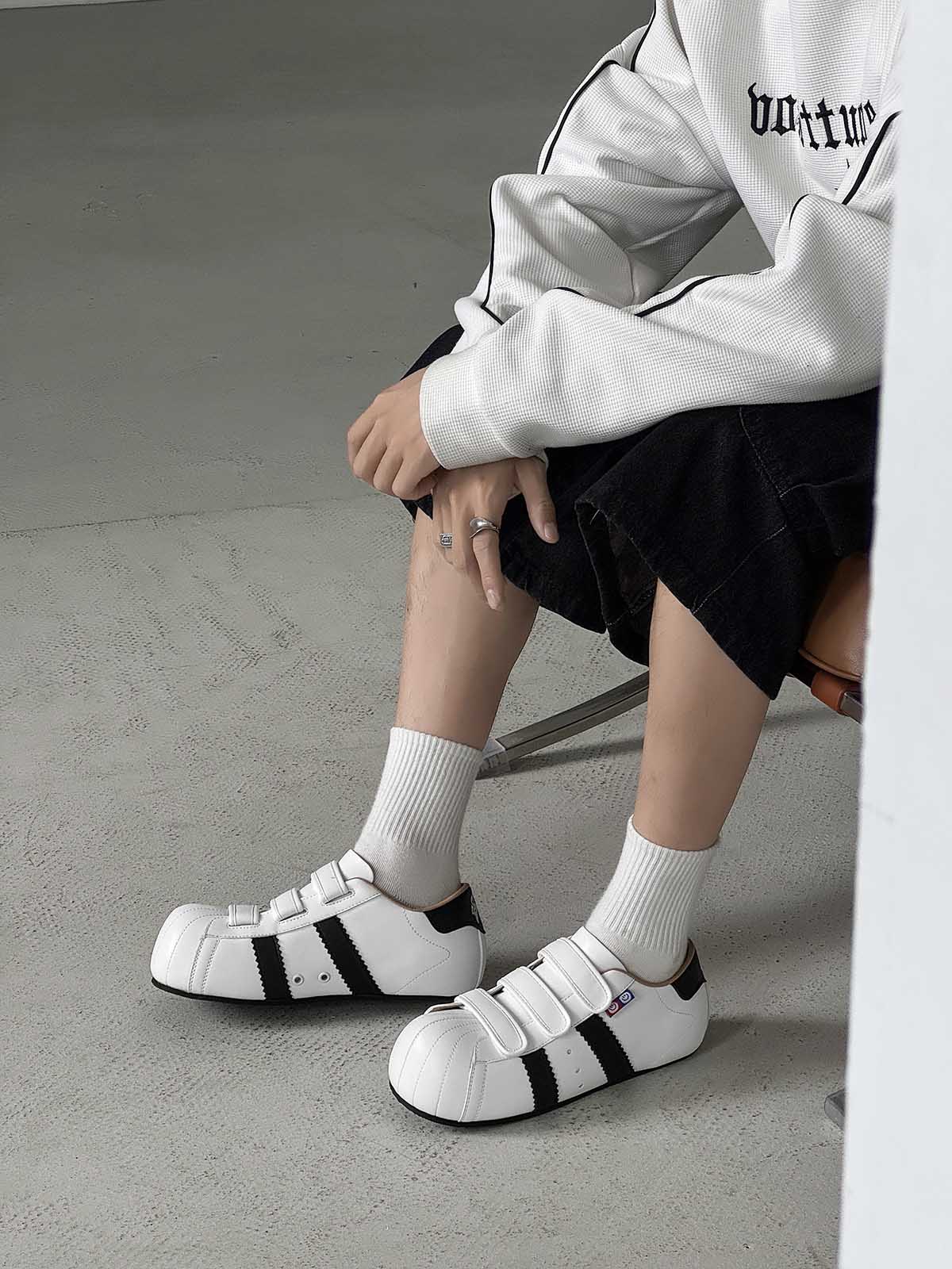 Vintage Shell Toe Velcro Strap Puffy Sneakers