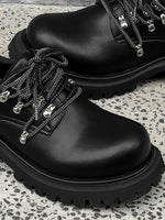 Chunky Rivet Street Style Round Toe Leather Derby Shoes